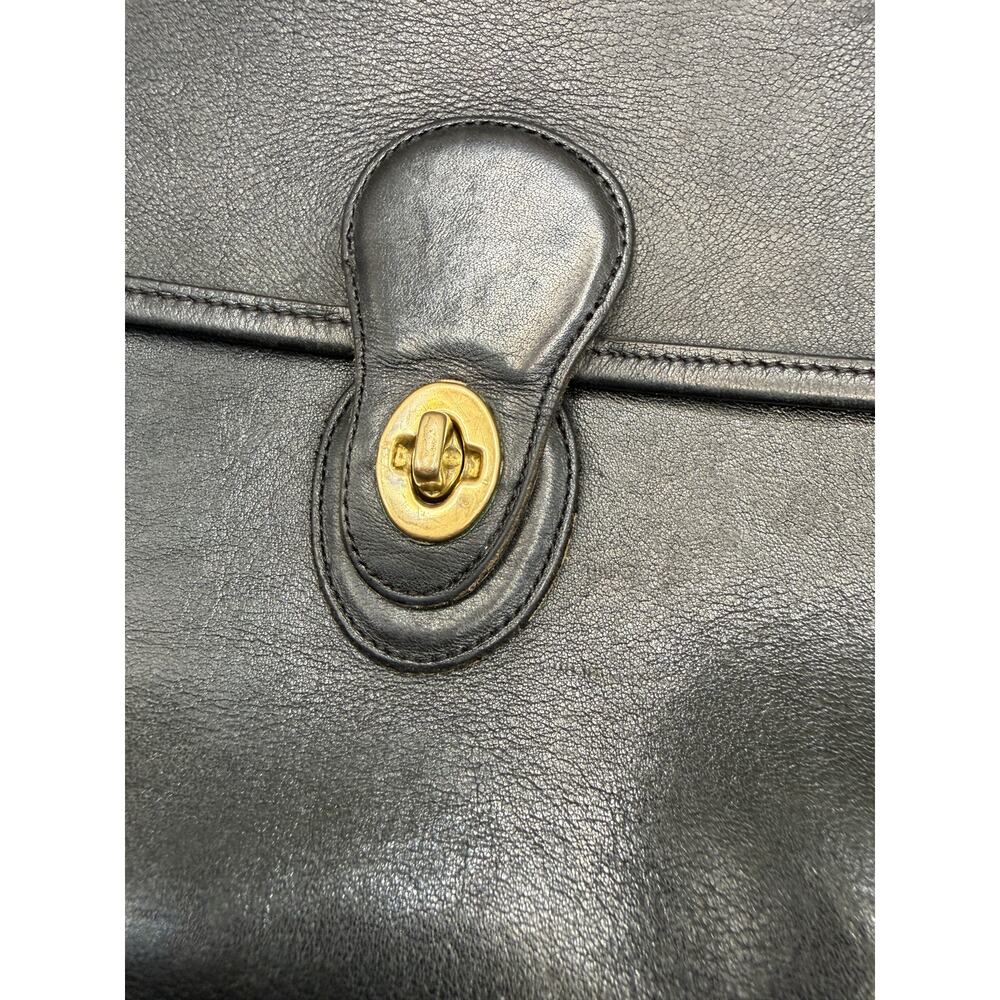 Coach Vintage Willis Bag 9927 Black Leather Crossbody Top Handle Brass Hardware - Picture 9 of 11